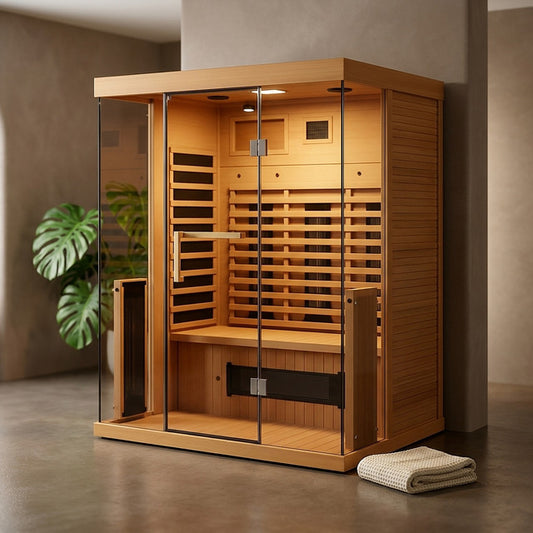 NovaTherm DualVista Infrared Sauna Cabin — Studio Shot