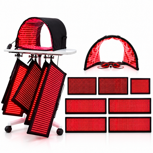 Full Body Red Light Therapy System 12,546 LED's in System. Includes 4 Pads 11" X 27", 2 Pads 11' X 16", 1 Face Dome, 1 Chin Pad