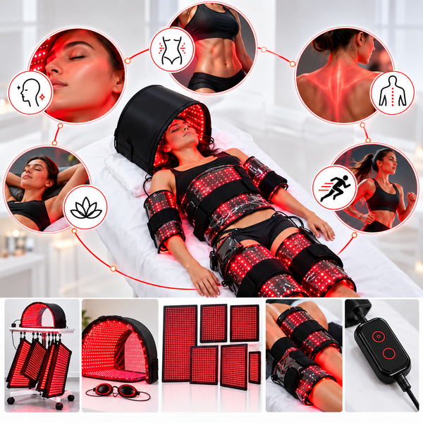 Full Body Red Light Therapy System 12,546 LED's in System. Includes 4 Pads 11" X 27", 2 Pads 11' X 16", 1 Face Dome, 1 Chin Pad