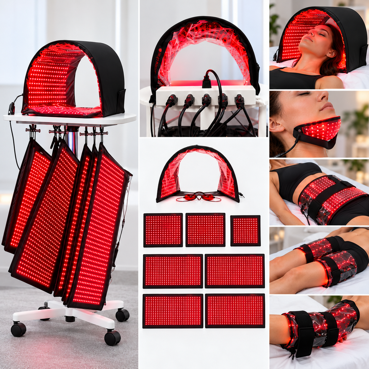 Full Body Red Light Therapy System 12,546 LED's in System. Includes 4 Pads 11" X 27", 2 Pads 11' X 16", 1 Face Dome, 1 Chin Pad
