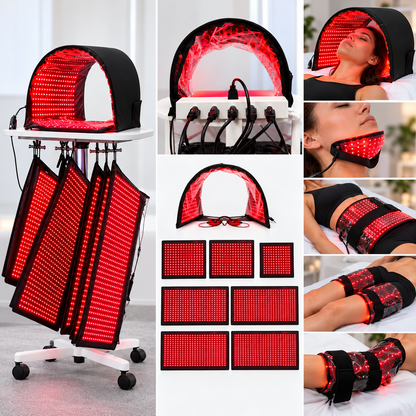 Full Body Red Light Therapy System 12,546 LED's in System. Includes 4 Pads 11" X 27", 2 Pads 11' X 16", 1 Face Dome, 1 Chin Pad